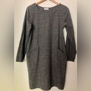 CP Shades Cotton Lagenlook Long Sleeve Shirt Dress Charcoal Gray, Size S Coastal